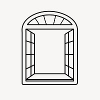 Window frame clipart, doodle illustration vector