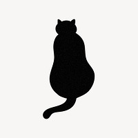 Black cat clipart, rear view illustration vector