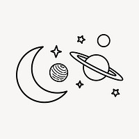 Planet doodle clipart, galaxy illustration vector