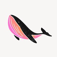 Gradient whale collage element, aesthetic fish illustration psd