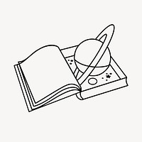 Astronomy book clipart, doodle illustration vector