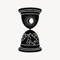 Mystical hourglass clipart, black celestial illustration vector