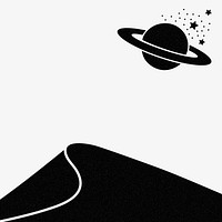 Saturn border background, sand dunes black and white design psd