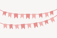 Pink festive bunting background, feminine design vector