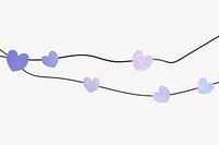 Valentine's background, purple heart bunting illustration psd