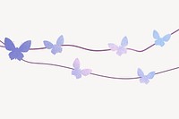 Aesthetic butterfly garland background, purple illustration psd