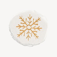 Gold snowflake, Christmas aesthetic, ripped paper element