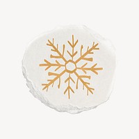 Gold snowflake sticker, Christmas aesthetic, ripped paper element psd