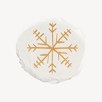 Gold snowflake sticker, Christmas aesthetic, ripped paper element psd