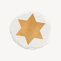 Star shape sticker, ripped paper journal collage element psd