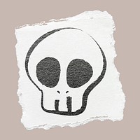 Halloween skull ripped paper doodle sticker vector