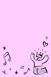 Pink music doodle background, colorful border design