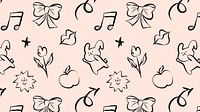 Pink doodle pattern computer wallpaper, high definition background