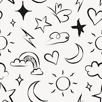 Weather pattern doodle background, cute illustration psd