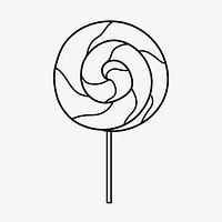 Lollipop doodle collage element, cute black & white illustration vector