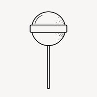 Lollipop doodle clipart, cute black & white illustration psd