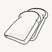 Bread slice doodle collage element, cute black & white illustration vector