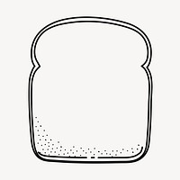 Bread slice doodle clipart, cute black & white illustration psd