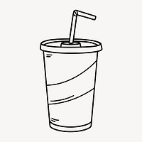 Fizz drink doodle collage element, cute black & white illustration vector