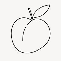 Peach doodle clipart, cute black & white illustration psd