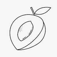 Peach doodle clipart, cute black & white illustration psd