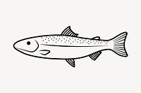 Fish doodle clipart, cute black & white illustration psd