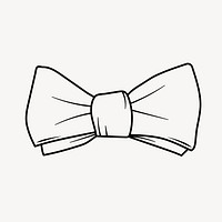 Bow doodle clipart, cute black & white illustration psd