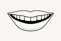 Mouth doodle collage element, cute black & white illustration vector