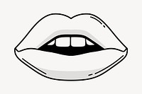 Mouth doodle clipart, cute black & white illustration psd