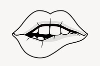 Mouth doodle clipart, cute black & white illustration psd