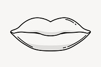 Mouth doodle clipart, cute black & white illustration psd