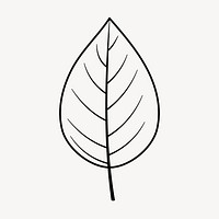 Leaf doodle clipart, cute black & white illustration psd