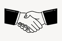 Handshake doodle clipart, cute black & white illustration psd