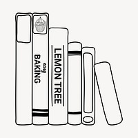 Books doodle collage element, cute black & white illustration vector