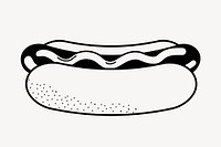 Hotdog doodle collage element, cute black & white illustration vector