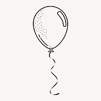 Balloon doodle collage element, cute black & white illustration vector