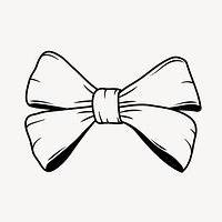 Bow doodle collage element, cute black & white illustration vector