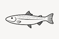 Fish doodle collage element, cute black & white illustration vector