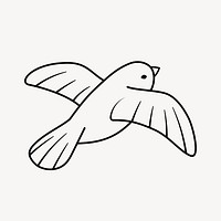 Bird doodle collage element, cute black & white illustration vector