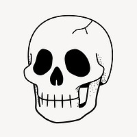 Skull doodle collage element, cute black & white illustration vector