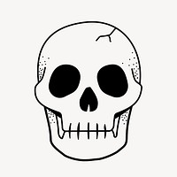 Skull doodle collage element, cute black & white illustration vector