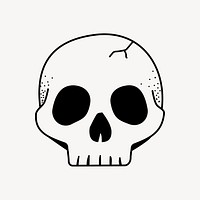 Skull doodle collage element, cute black & white illustration vector