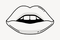 Mouth doodle collage element, cute black & white illustration vector