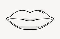 Mouth doodle collage element, cute black & white illustration vector