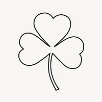 Shamrock doodle collage element, cute black & white illustration vector