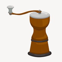 Coffee mill collage element, cute cartoon illustration vector