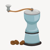 Coffee grinder collage element, cute cartoon illustration vector