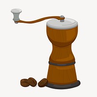 Coffee grinder collage element, cute cartoon illustration vector