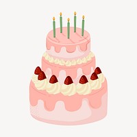 Cake collage element, cute cartoon illustration vector