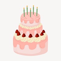 Cake clipart, cute cartoon illustration psd